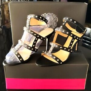 Ivanka Trump Black Strap Studded Heels